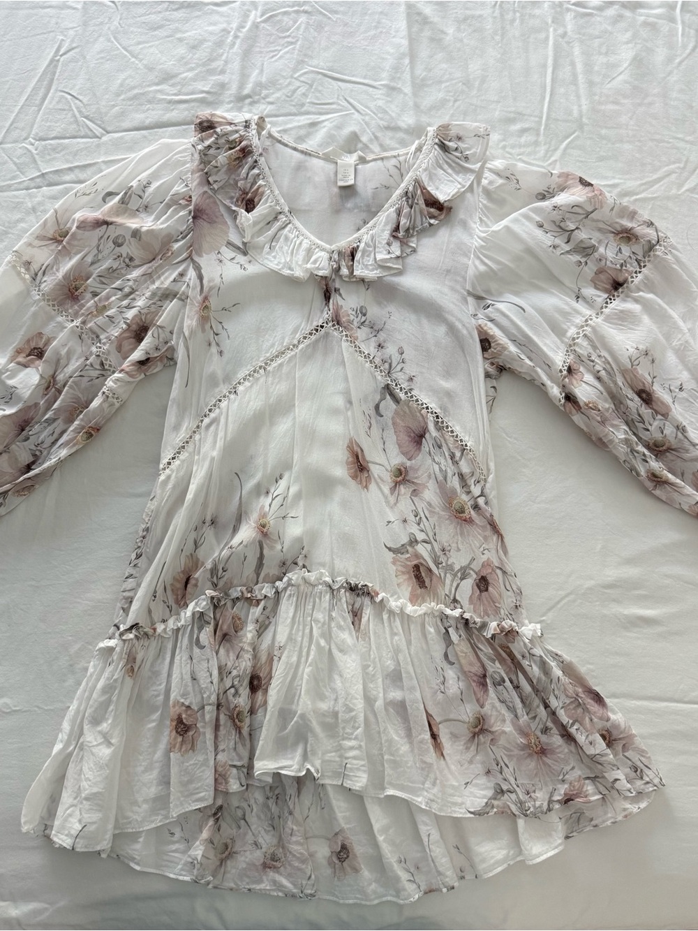 H&M White Dress with Dusty Rose Floral Print